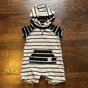 Black and Gray 3 Month Hooded Romper
